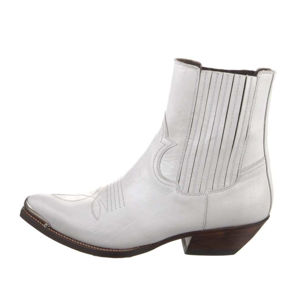 Celine White Western Ankle Boots